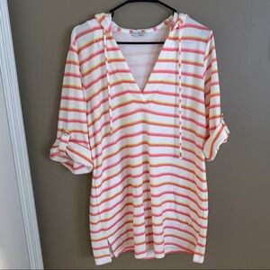 Trina Turk Pink and Yellow Striped Swim Coverup